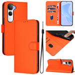 For vivo Y400 5G Global Skin Feel Solid Color Leather Phone Case with Lanyard(Orange)