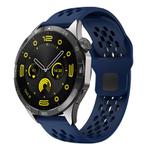 20mm xDfind Flat Head Breathable Hole Black Buckle Silicone Watch Band(Midnight Blue)