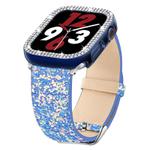 For Apple Watch 42 / 44 / 45 / 46 / 49mm xDfind Glitter Sequins Leather Watch Band(Blue)