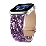 For Apple Watch 38 / 40 / 41 / S10 42mm xDfind Glitter Sequins Leather Watch Band(Purple)