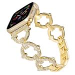 For Apple Watch 42 / 44 / 45 / 46 / 49mm xDfind O-shaped Diamond Metal Watch Band(Gold)