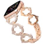 For Apple Watch 42 / 44 / 45 / 46 / 49mm xDfind O-shaped Diamond Metal Watch Band(Rose Gold)