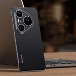 For Huawei Pura 80 Ultra 5G SULADA Frameless Top Layer Cowhide Leather PC Phone Case(Black)