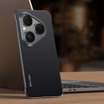 For Huawei Pura 80 5G SULADA Frameless Top Layer Cowhide Leather PC Phone Case(Black)