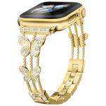 For Apple Watch 42 / 44 / 45 / 46 / 49mm xDfind Butterfly-shaped Diamond Metal Watch Band(Gold)