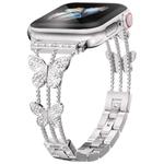 For Apple Watch 42 / 44 / 45 / 46 / 49mm xDfind Butterfly-shaped Diamond Metal Watch Band(Silver)