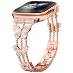 For Apple Watch 38 / 40 / 41 / S10 42mm xDfind Butterfly-shaped Diamond Metal Watch Band(Rose Gold)