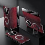 For Huawei Mate 70 RS Ultimate SULADA Crocodile Texture Cowhide MagSafe Holder Smart Window Phone Case(Red)