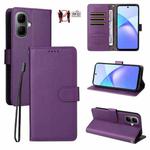 For Infinix Smart 10 4G / Tecno Pop 10 Litchi Texture RFID Blocking 3-Card Wallet Leather Phone Case(Purple)