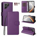For Tecno Pova 7 4G Litchi Texture RFID Blocking 3-Card Wallet Leather Phone Case(Purple)