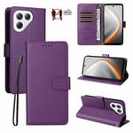 For Tecno Pova 7 Ultra 5G Litchi Texture RFID Blocking 3-Card Wallet Leather Phone Case(Purple)