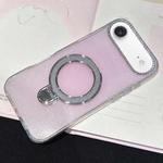 For iPhone Air Gradient Glitter Diamonds MagSafe Phone Case(Light Pink)