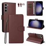 For Samsung Galaxy S23 5G Litchi Texture RFID Blocking 3-Card Wallet Leather Phone Case(Brown)