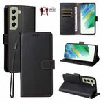 For Samsung Galaxy S21 FE 5G Litchi Texture RFID Blocking 3-Card Wallet Leather Phone Case(Black)