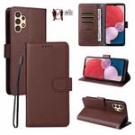 For Samsung Galaxy A13 4G / 5G Litchi Texture RFID Blocking 3-Card Wallet Leather Phone Case(Brown)