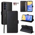 For Samsung Galaxy A15 4G / 5G Litchi Texture RFID Blocking 3-Card Wallet Leather Phone Case(Black)