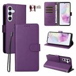 For Samsung Galaxy A35 5G Litchi Texture RFID Blocking 3-Card Wallet Leather Phone Case(Purple)