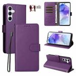 For Samsung Galaxy A55 5G Litchi Texture RFID Blocking 3-Card Wallet Leather Phone Case(Purple)