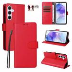 For Samsung Galaxy A55 5G Litchi Texture RFID Blocking 3-Card Wallet Leather Phone Case(Red)