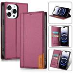 For iPhone 14 Pro Max N.BEKUS P3 RFID Stitching Magnetic Flip Leather Phone Case(Wine Red)