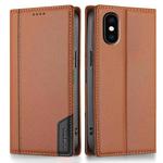 For iPhone XS / X N.BEKUS P3 RFID Stitching Magnetic Flip Leather Phone Case(Brown)