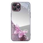 For iPhone 12 Pro Max Metallic Mirror Finish Butterfly Pattern Phone Case(Purple)