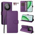 For Honor X70 5G Litchi Texture RFID Blocking 3-Card Wallet Leather Phone Case(Purple)