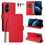 For Huawei Enjoy 80 4G Litchi Texture RFID Blocking 3-Card Wallet Leather Phone Case(Red)