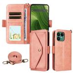 For Fairphone 6 Multi-card Slots Crossbody Cowhide Leather Phone Case(Pink)