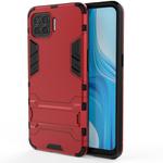 For OPPO F17 Pro PC + TPU Shockproof Protective Case with Holder(Red)
