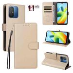 For Redmi 12C / 11A / Poco C55 Litchi Texture RFID Blocking 3-Card Wallet Leather Phone Case(Beige)