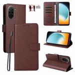 For Redmi A5 4G Global 171.7mm Litchi Texture RFID Blocking 3-Card Wallet Leather Phone Case(Brown)