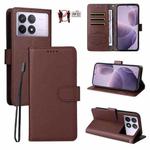 For Redmi K70 / K70 Pro / Poco F6 Pro Litchi Texture RFID Blocking 3-Card Wallet Leather Phone Case(Brown)