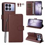 For Redmi K70 Ultra Litchi Texture RFID Blocking 3-Card Wallet Leather Phone Case(Brown)