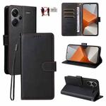 For Redmi Note 13 Pro+ 5G Litchi Texture RFID Blocking 3-Card Wallet Leather Phone Case(Black)