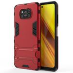 For Xiaomi Poco X3 NFC PC + TPU Shockproof Protective Case with Holder(Red)
