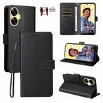 For Realme C55 Litchi Texture RFID Blocking 3-Card Wallet Leather Phone Case(Black)
