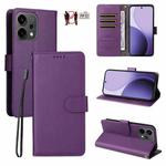 For OPPO Reno13 / Reno14 Global / Reno14 F 5G Litchi Texture RFID Blocking 3-Card Wallet Leather Phone Case(Purple)