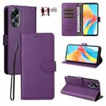 For OPPO A58 4G Litchi Texture RFID Blocking 3-Card Wallet Leather Phone Case(Purple)