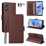 For OPPO A17 / OPPO A17k Litchi Texture RFID Blocking 3-Card Wallet Leather Phone Case(Brown)