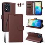 For vivo Y02s / Y16 / iQOO Z7i Litchi Texture RFID Blocking 3-Card Wallet Leather Phone Case(Brown)