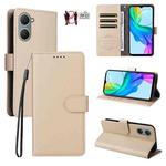 For vivo Y03 / Y18 / Y18e / Y18s / Y28s / Y36t Litchi Texture RFID Blocking 3-Card Wallet Leather Phone Case(Beige)