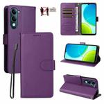 For vivo Y29s 5G / Y29t 5G / Y04 4G / Y37c Litchi Texture RFID Blocking 3-Card Wallet Leather Phone Case(Purple)