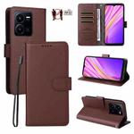 For vivo Y35 4G 2022 / Y22 / Y22s Litchi Texture RFID Blocking 3-Card Wallet Leather Phone Case(Brown)