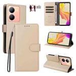 For vivo Y36 4G / 5G / Y27 5G / Y27s / Y100i Litchi Texture RFID Blocking 3-Card Wallet Leather Phone Case(Beige)