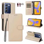 For vivo Y100 IDN / Y200e / T3 / V30 Lite ME Litchi Texture RFID Blocking 3-Card Wallet Leather Phone Case(Beige)