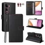 For vivo Y400 Pro 5G / V40e / iQOO Z9s Litchi Texture RFID Blocking 3-Card Wallet Leather Phone Case(Black)