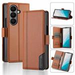For Samsung Galaxy Z Fold7 5G N.BEKUS P3 RFID Stitching Magnetic Flip Leather Phone Case(Brown)