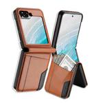 For Samsung Galaxy Z Flip5 N.BEKUS P3 RFID Stitching Magnetic Flip Leather Phone Case(Brown)