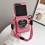 For Samsung Galaxy Z Flip7 FE / Flip6 Side Buckle MagSafe Leather Texture Phone Case with Strap / Holder(Rose Red)